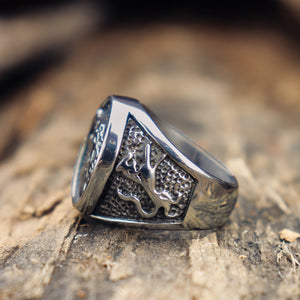 Direwolf Silver Stainless Steel Ring Game of Thrones Stark Ring Mens Vikings Jewelry