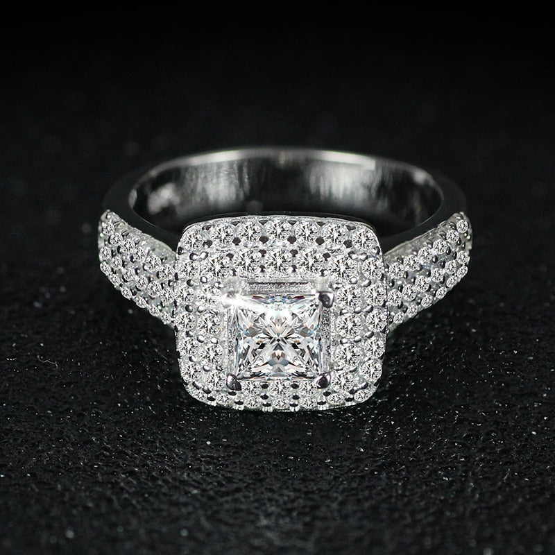 trendy Luxury 925 Sterling Silver Wedding Ring Set band for bridal girls and Women ladys love couple pair jewelry R3400