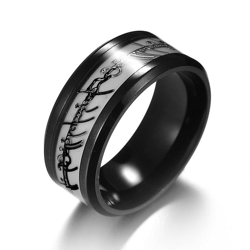 Black Titanium Steel Luminous Lord of one Ring Glowing In The Dark Wedding Engagement Rings For Women Men Jewelry