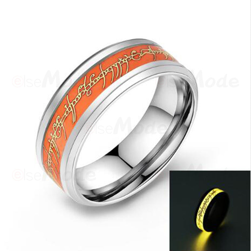 Black Titanium Steel Luminous Lord of one Ring Glowing In The Dark Wedding Engagement Rings For Women Men Jewelry