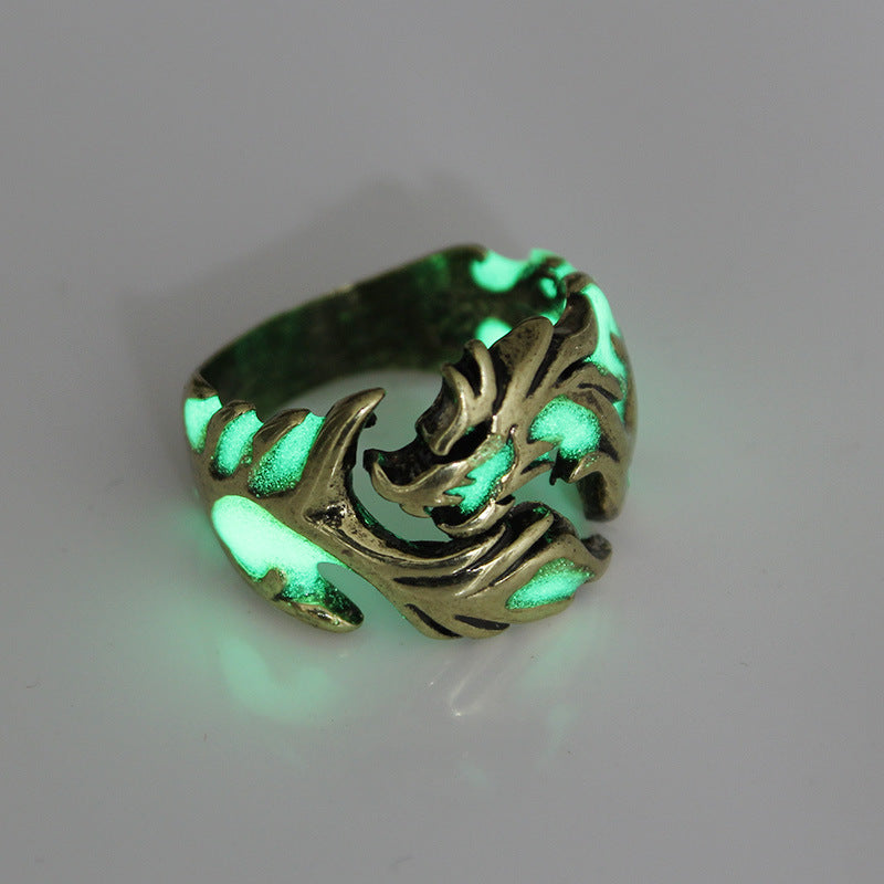 Men Ring Luminous Dragon Rings for Men Women Rings illuminate Glow In The Dark Male Ring Jewelry