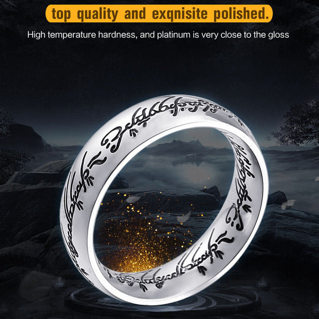 Magic Letter of One Ring Black Silver Gold Titanium Stainless Steel Ring for Men Women senhor dos aneis BR-R059