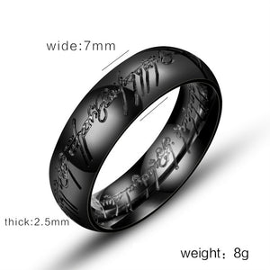 Magic Letter of One Ring Black Silver Gold Titanium Stainless Steel Ring for Men Women senhor dos aneis BR-R059