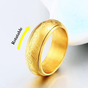 Magic Letter of One Ring Black Silver Gold Titanium Stainless Steel Ring for Men Women senhor dos aneis BR-R059