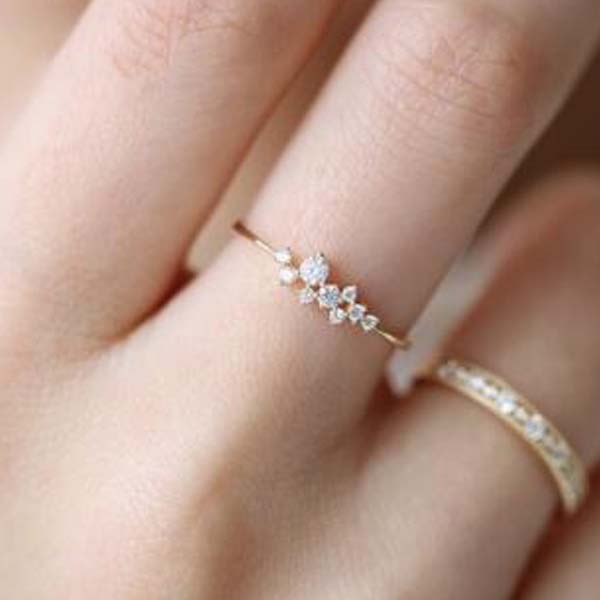 Leaf Crystal Engagement Rings Women's Eternity Wedding Band Rings For Female Rose Gold Rings Jewelry Gifts