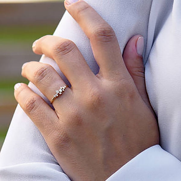 Leaf Crystal Engagement Rings Women's Eternity Wedding Band Rings For Female Rose Gold Rings Jewelry Gifts