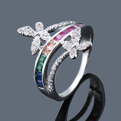 Trendy Micro Pave Cubic Zirconia White Gold Rings for Women Jewelry Rings Party Decoration Jewelry Making