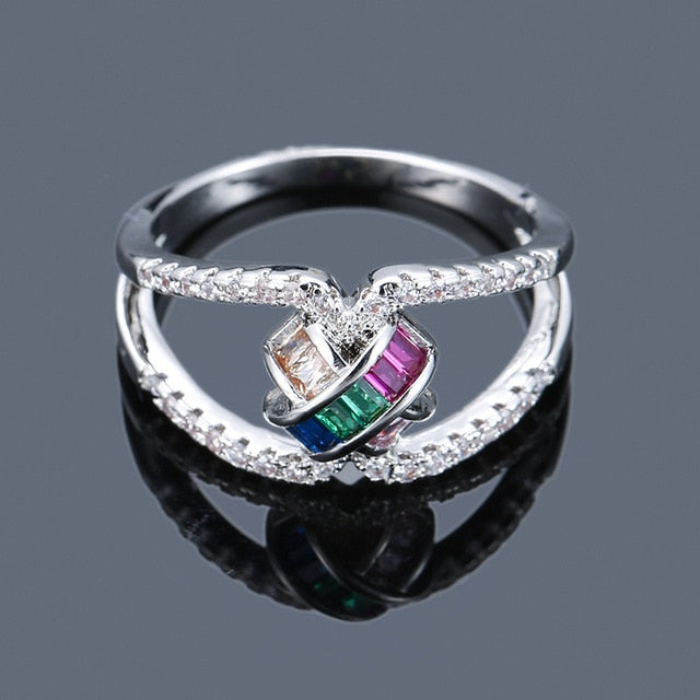 Trendy Micro Pave Cubic Zirconia White Gold Rings for Women Jewelry Rings Party Decoration Jewelry Making