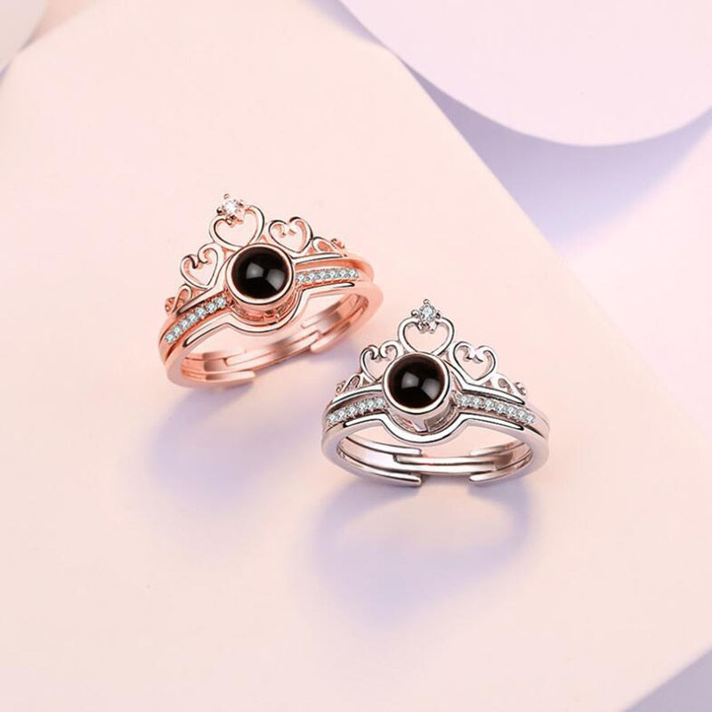 Love Rings and 100 languages I love you Projection Ring Romantic Love Memory Wedding Heart Ring Jewelry