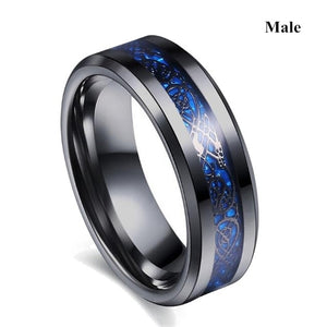 Charm Couple Ring Stainless Steel Black Men's Ring Blue Zircon Women's Ring Sets Valentine's Day Wedding Bands