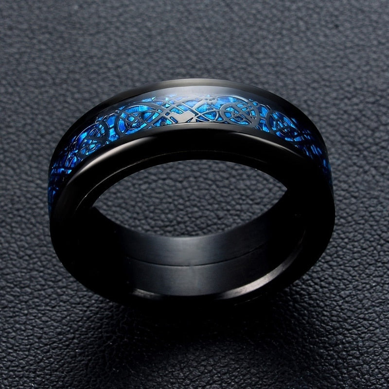 Charm Couple Ring Stainless Steel Black Men's Ring Blue Zircon Women's Ring Sets Valentine's Day Wedding Bands