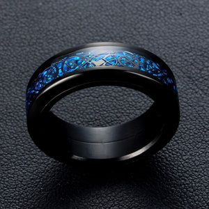 Charm Couple Ring Stainless Steel Black Men's Ring Blue Zircon Women's Ring Sets Valentine's Day Wedding Bands