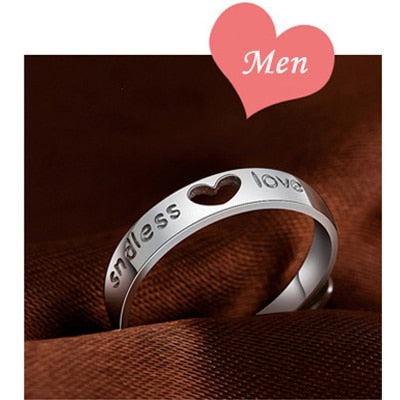 Love Heart Zircon Adjustable Ring Hollow Endless Love Lovers Couples Rings for Women Men Engagement Wedding Jewelry Gifts