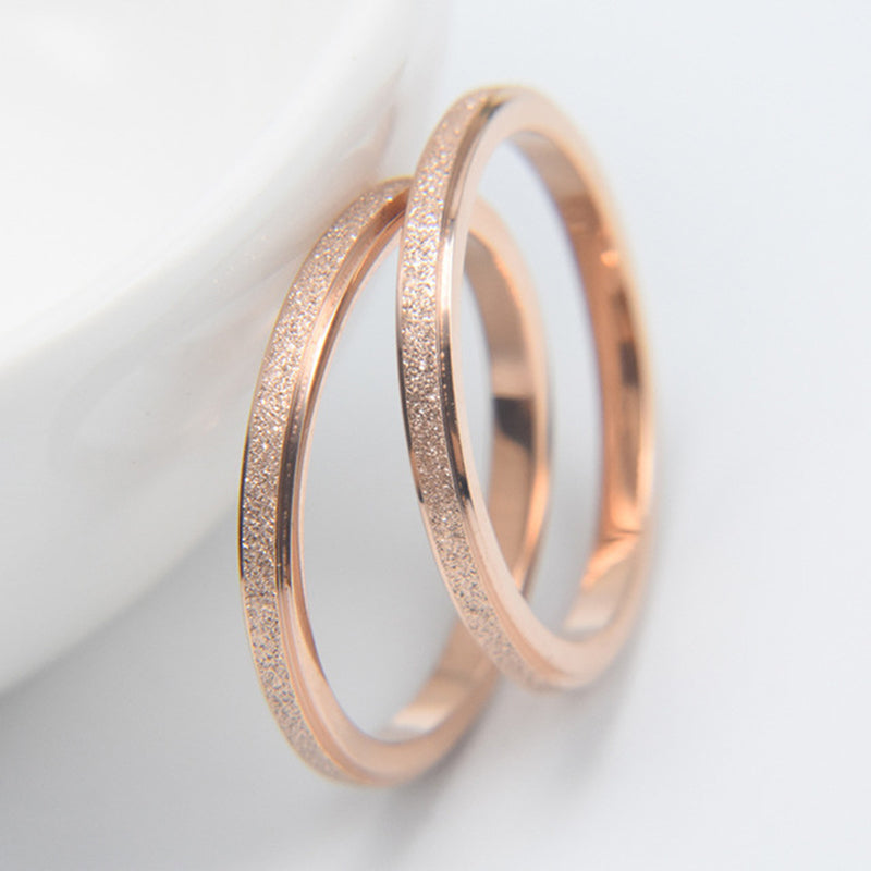 Rose Gold Color Frosted Finger Ring for Woman Man Wedding Jewelry 316L Stainless Steel Top Quality Never Fade