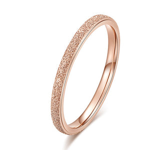 Rose Gold Color Frosted Finger Ring for Woman Man Wedding Jewelry 316L Stainless Steel Top Quality Never Fade