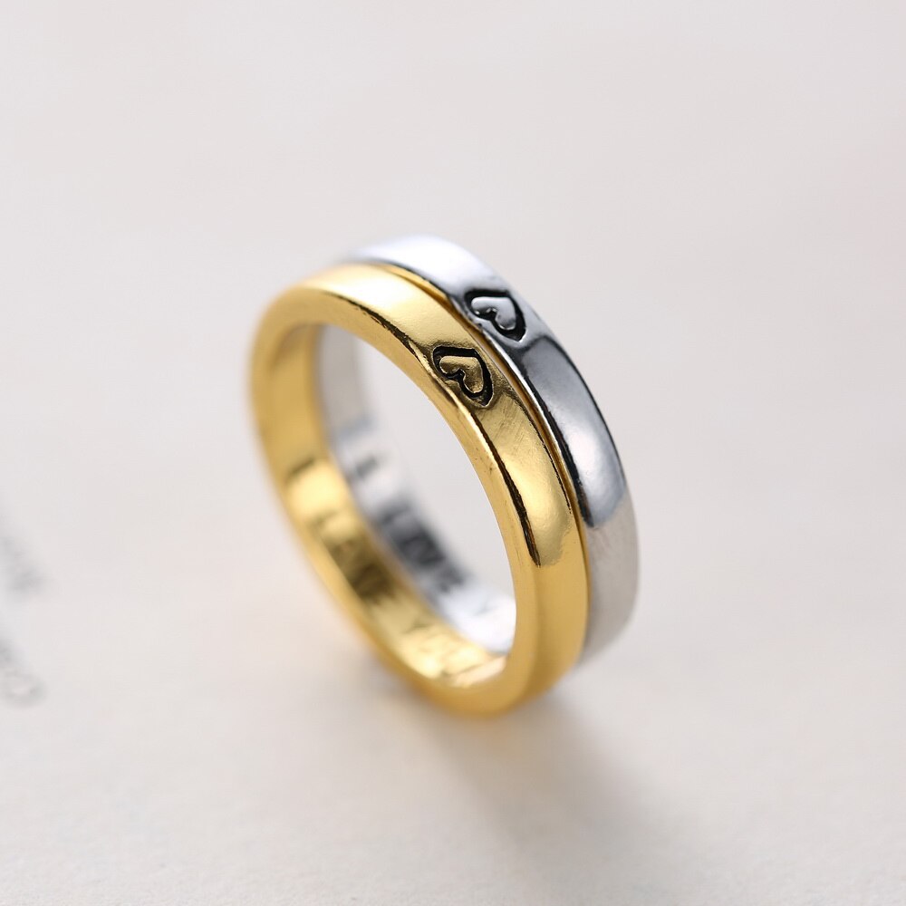Rinhoo Women Men I Love You Lover Jewelry Gold Silver color stainless steel Ring Girl Bride Wedding Engagement Couple Rings Gift