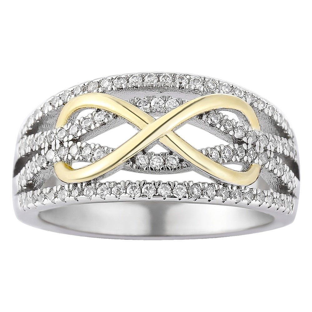 Ladies fashion micro - inlaid zircon creative closed cycle style metal ring.Multicolored ornament suits party wedding