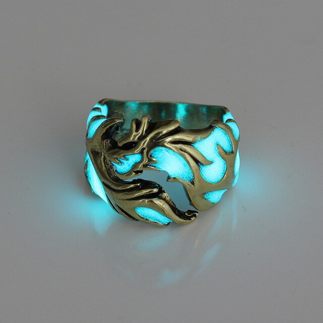 Men Ring Luminous Dragon Rings for Men Women Rings illuminate Glow In The Dark Male Ring Jewelry