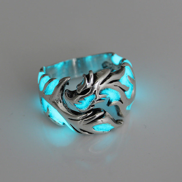 Men Ring Luminous Dragon Rings for Men Women Rings illuminate Glow In The Dark Male Ring Jewelry