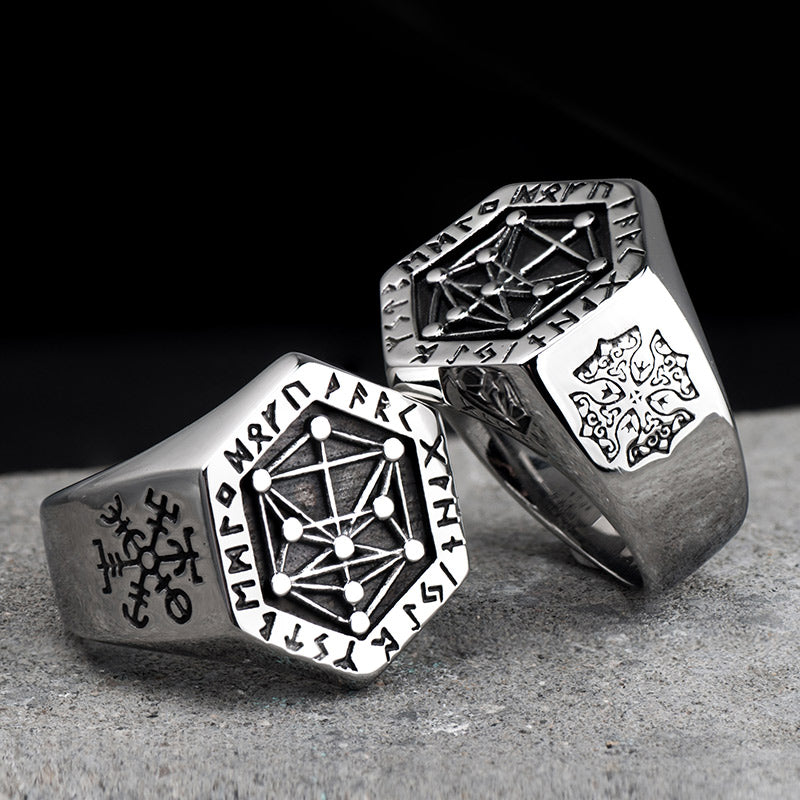 Nordic mythology Viking rune stainless steel  rings  for man and women  Kabala totem Index Ring fashion jewelry mygrillz