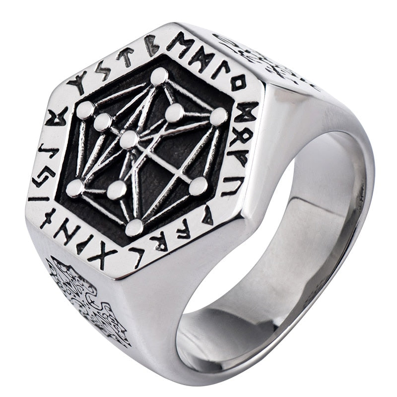 Nordic mythology Viking rune stainless steel  rings  for man and women  Kabala totem Index Ring fashion jewelry mygrillz