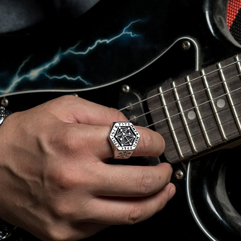 Nordic mythology Viking rune stainless steel  rings  for man and women  Kabala totem Index Ring fashion jewelry mygrillz
