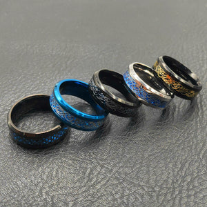 11 colors Blue Black Silvering Irish Dragon Titanium Carbide Ring 8mm  Wedding Bands Couple Anniversary Jewelry G0170