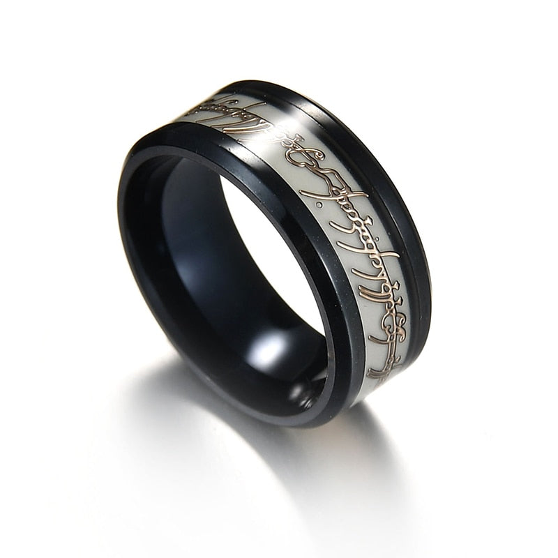 Black Titanium Steel Luminous Lord of one Ring Glowing In The Dark Wedding Engagement Rings For Women Men Jewelry