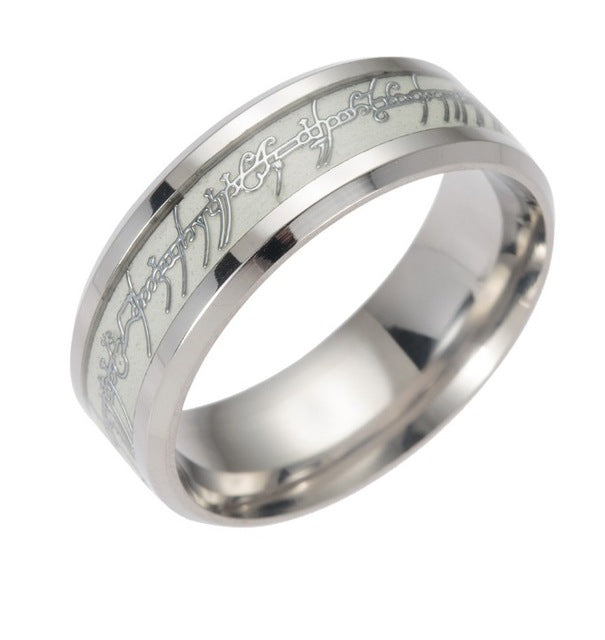 Black Titanium Steel Luminous Lord of one Ring Glowing In The Dark Wedding Engagement Rings For Women Men Jewelry