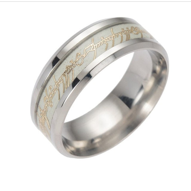Black Titanium Steel Luminous Lord of one Ring Glowing In The Dark Wedding Engagement Rings For Women Men Jewelry