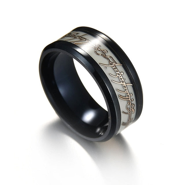 Black Titanium Steel Luminous Lord of one Ring Glowing In The Dark Wedding Engagement Rings For Women Men Jewelry
