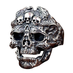 Gothic Punk Ring For Men Retro Skeleton Devil Male Ring Stainless Steel Skull Adjustable Adjustable Exaggeration