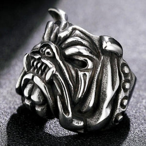 Gothic Punk Ring For Men Retro  Male Ring Stainless Steel Exaggeration Ferocious Animal Wolf Lion Tiger Bulldog Exquisite