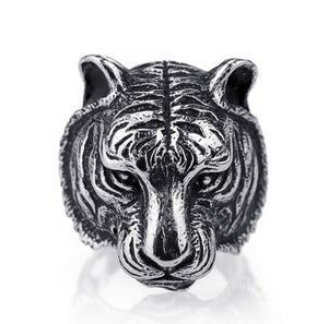 Gothic Punk Ring For Men Retro  Male Ring Stainless Steel Exaggeration Ferocious Animal Wolf Lion Tiger Bulldog Exquisite