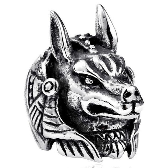 Gothic Punk Ring For Men Retro  Male Ring Stainless Steel Exaggeration Ferocious Animal Wolf Lion Tiger Bulldog Exquisite