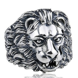 Gothic Punk Ring For Men Retro  Male Ring Stainless Steel Exaggeration Ferocious Animal Wolf Lion Tiger Bulldog Exquisite