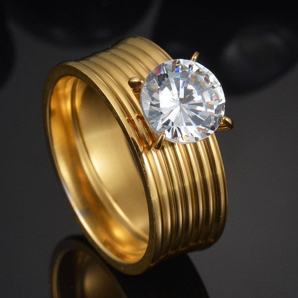 Romantic Double Rings Set Ring For Women Ladies Lover Party Wedding Fashion Rhinestone Rings Clear Crystal Rings