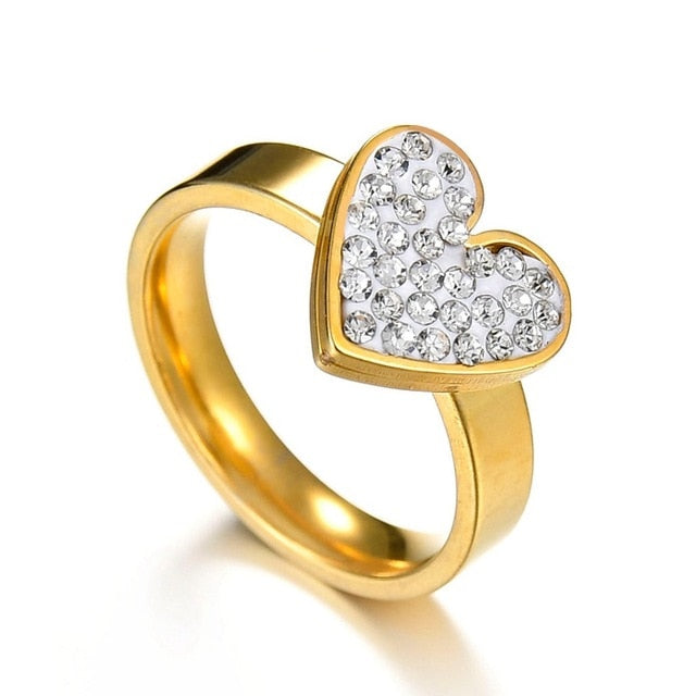 Romantic Double Rings Set Ring For Women Ladies Lover Party Wedding Fashion Rhinestone Rings Clear Crystal Rings