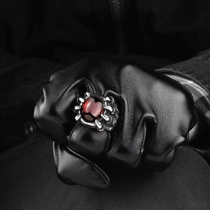 Mling Men Hiphop Ring Retro Titanium Steel Black/Red Stone Rings for Women Men Gothic Fashion Jewelry Size 8-11 anillo hombre