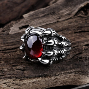 Mling Men Hiphop Ring Retro Titanium Steel Black/Red Stone Rings for Women Men Gothic Fashion Jewelry Size 8-11 anillo hombre