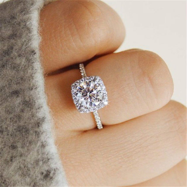 Rose Gold Color 2cts AAA Zircon Engagement Wedding Band Rings For Women Bridal Bijoux Dropshipping